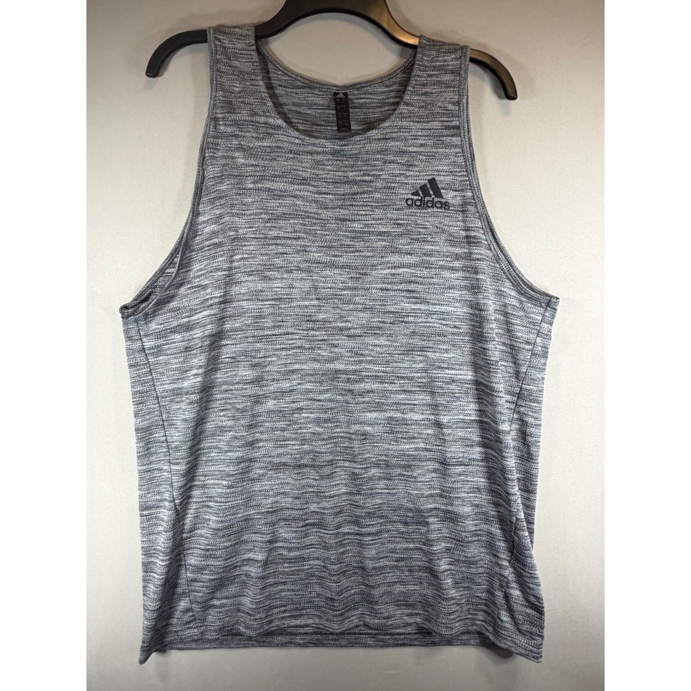 Adidas Mens Performance Tank Top Gray Space Dye Athletic Gym Shirt Size Large